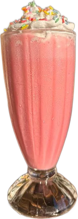 Milkshake Homer cor-de-rosa com chantilly e confeitos
